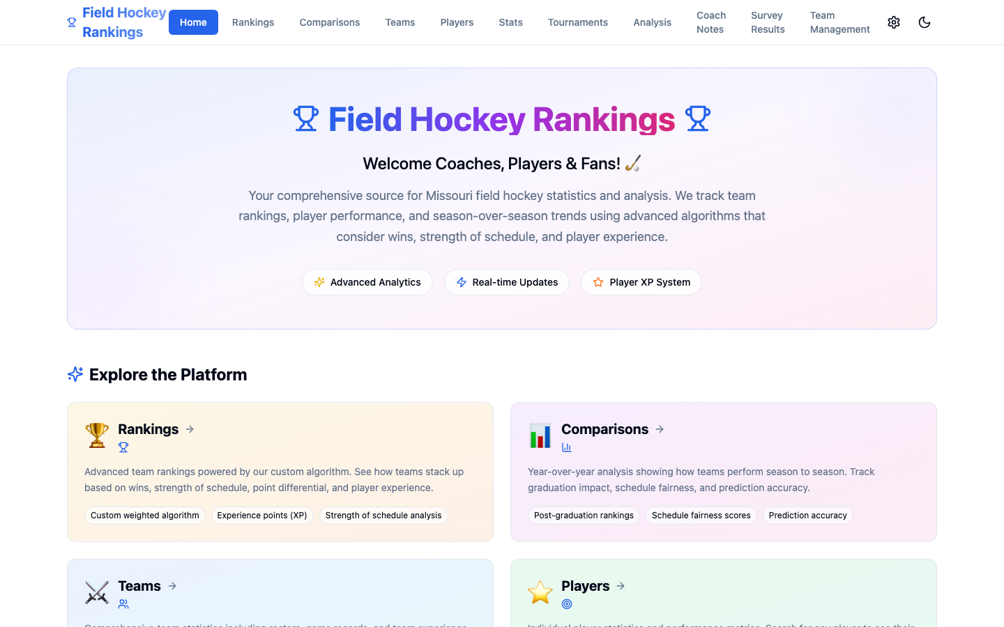 Field Hockey Rankings homepage